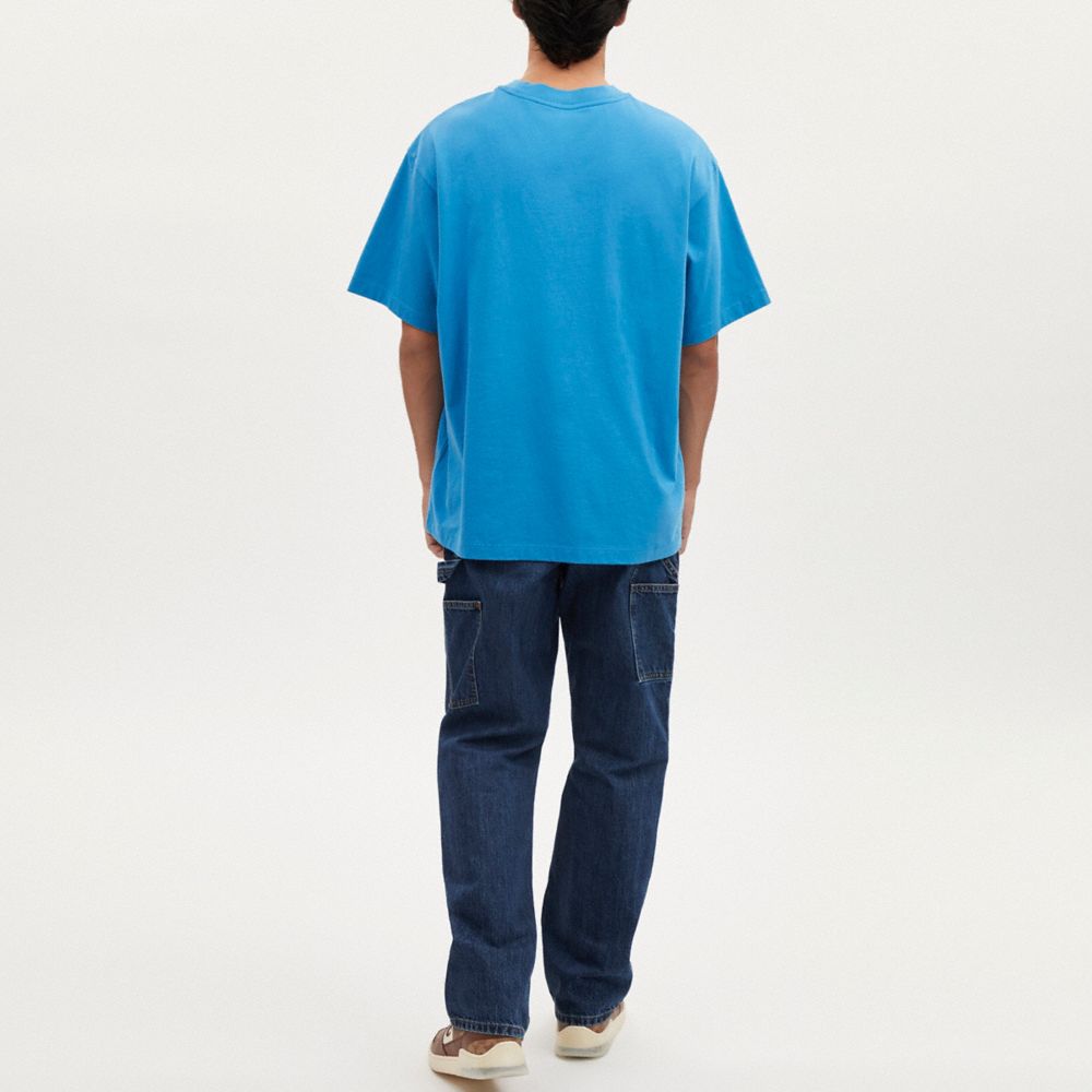 COACH®,Signature Stack T Shirt,Cotton,T Shirt,Logo,Casual,Blue,Scale View