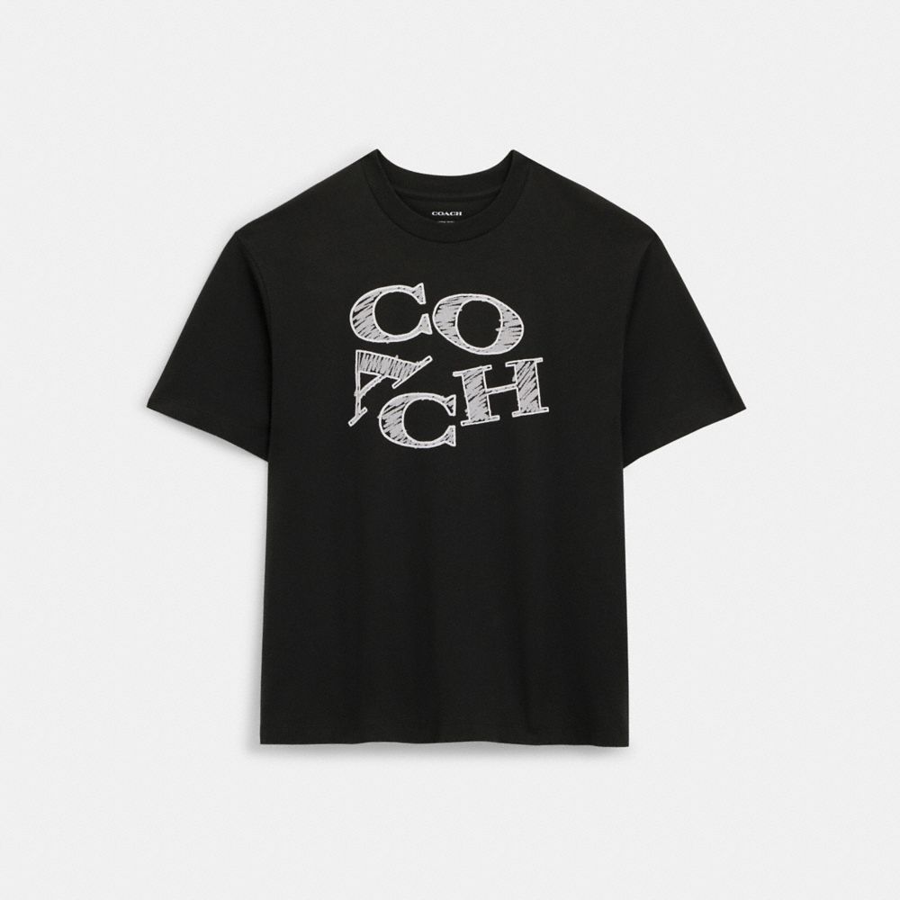 COACH®,T-SHIRT SIGNATURE,Coton,Noir,Front View