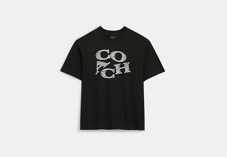 COACH®,SIGNATURE T-SHIRT,cotton,Black,Front View