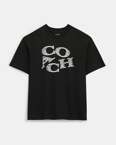 COACH®,T-SHIRT SIGNATURE,Coton,Noir,Front View