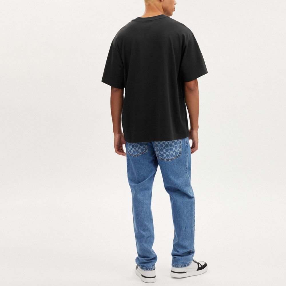 COACH®,Signature T Shirt,Cotton,T Shirt,Word Embellishment,Casual,Black,Scale View