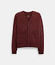 COACH®,RELAXED CARDIGAN,cotton,Port,Front View