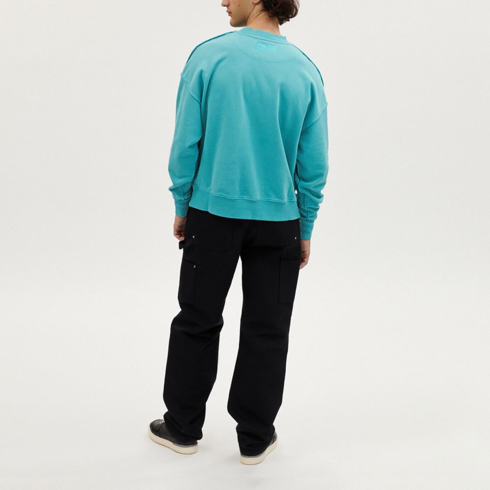 COACH®,スター クルーネック スウェットシャツ,トップス&パンツ,ﾀﾞｰｸ ｱｸｱ