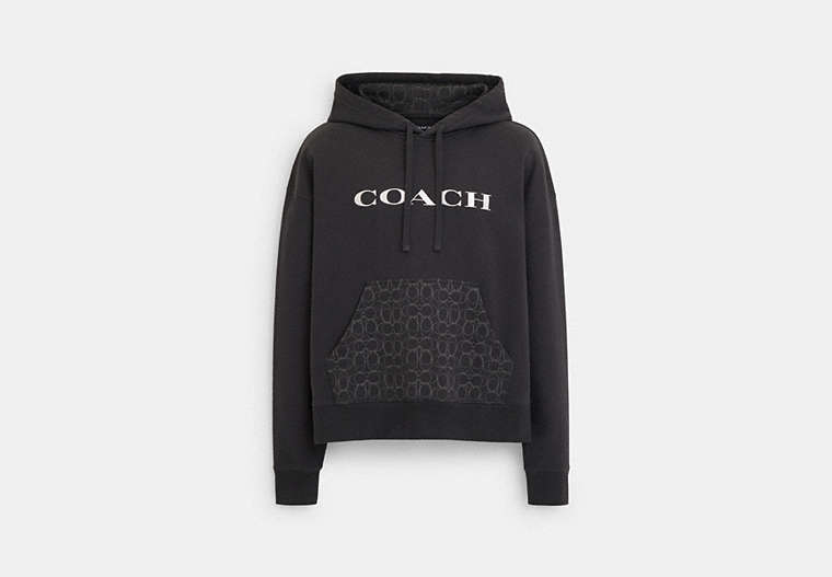 COACH®,SIGNATURE HOODIE,Black,Front View