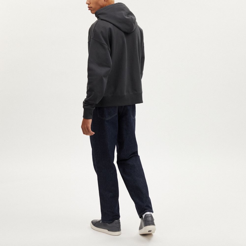 COACH®,Signature Hoodie,Spandex,Cotton,Sweatshirt,Logo,Pattern,Drawstring,Casual,Black,Scale View