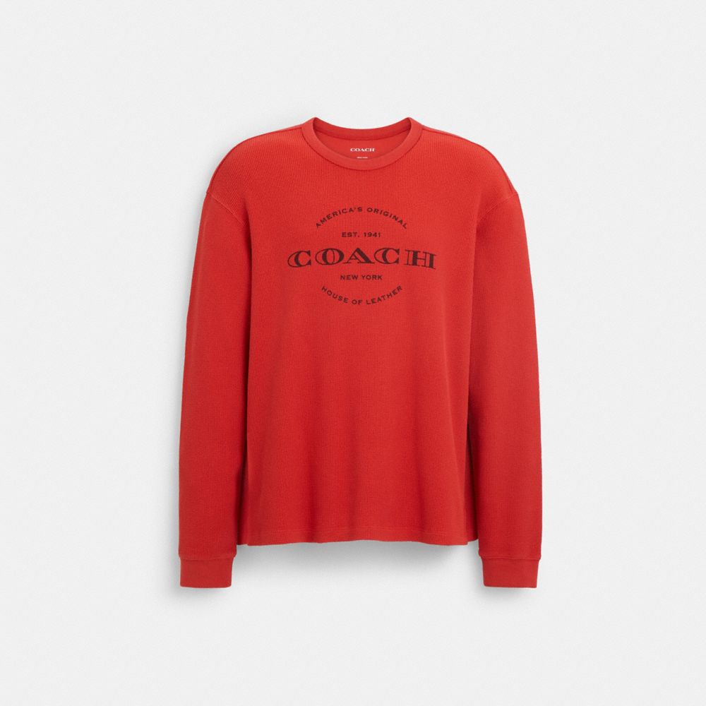 COACH®,リラックスド ワッフル ニット サーマル,トップス&パンツ,ﾚｯﾄﾞ