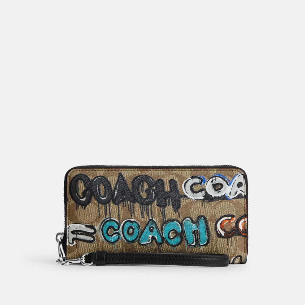 Coach X Mint + Serf Long Zip Around Wallet In Signature Canvas