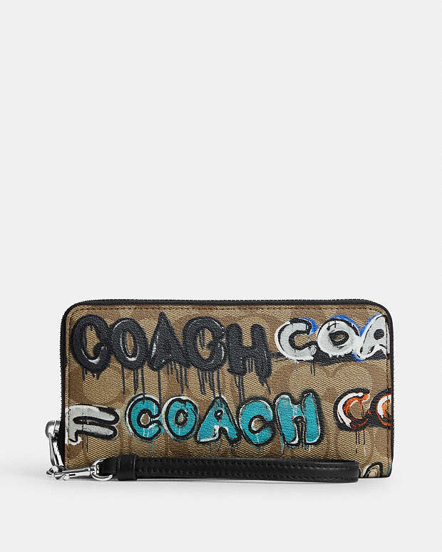Coach X Mint + Serf Long Zip Around Wallet In Signature Canvas