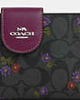 COACH®,PHONE WALLET IN SIGNATURE CANVAS WITH COUNTRY FLORAL PRINT,Mixed Material,Silver/Graphite/Deep Berry