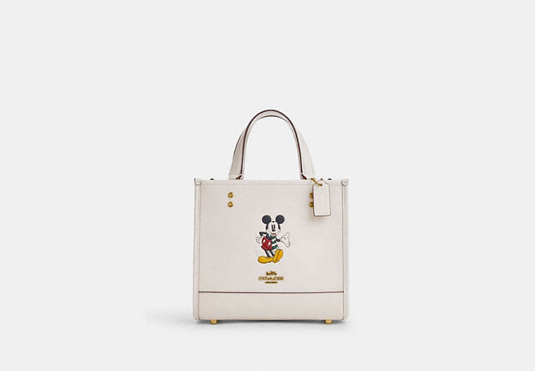 COACH®,DISNEY X COACH DEMPSEY TOTE 22 WITH MICKEY MOUSE,Leather,Brass/Chalk Multi,Front View