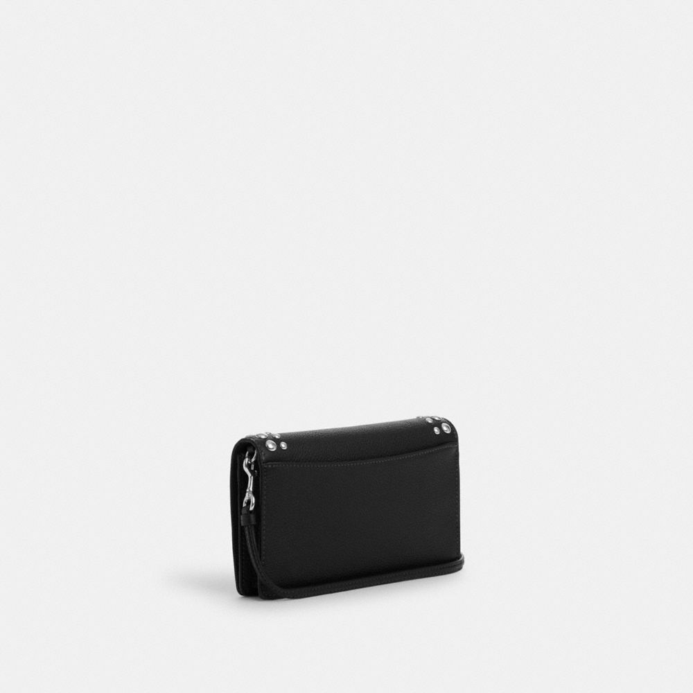 Black foldover outlet clutch