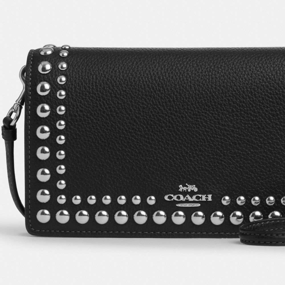 COACH®,Anna Foldover Clutch Crossbody With Rivets,