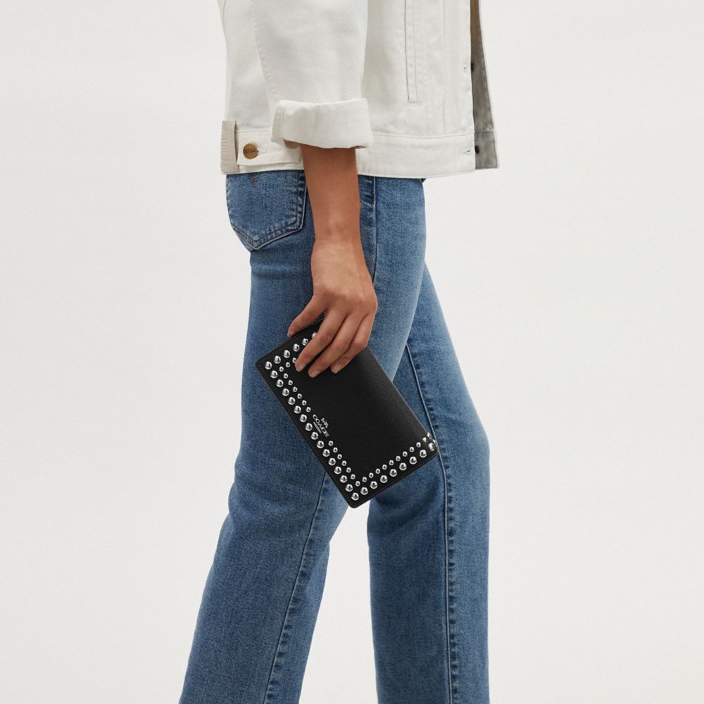 COACH®,Anna Foldover Clutch Crossbody With Rivets,,Detail View