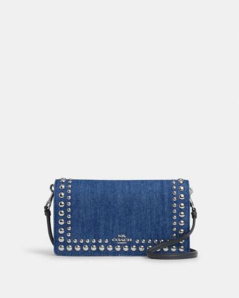 Anna Foldover Clutch Crossbody With Rivets