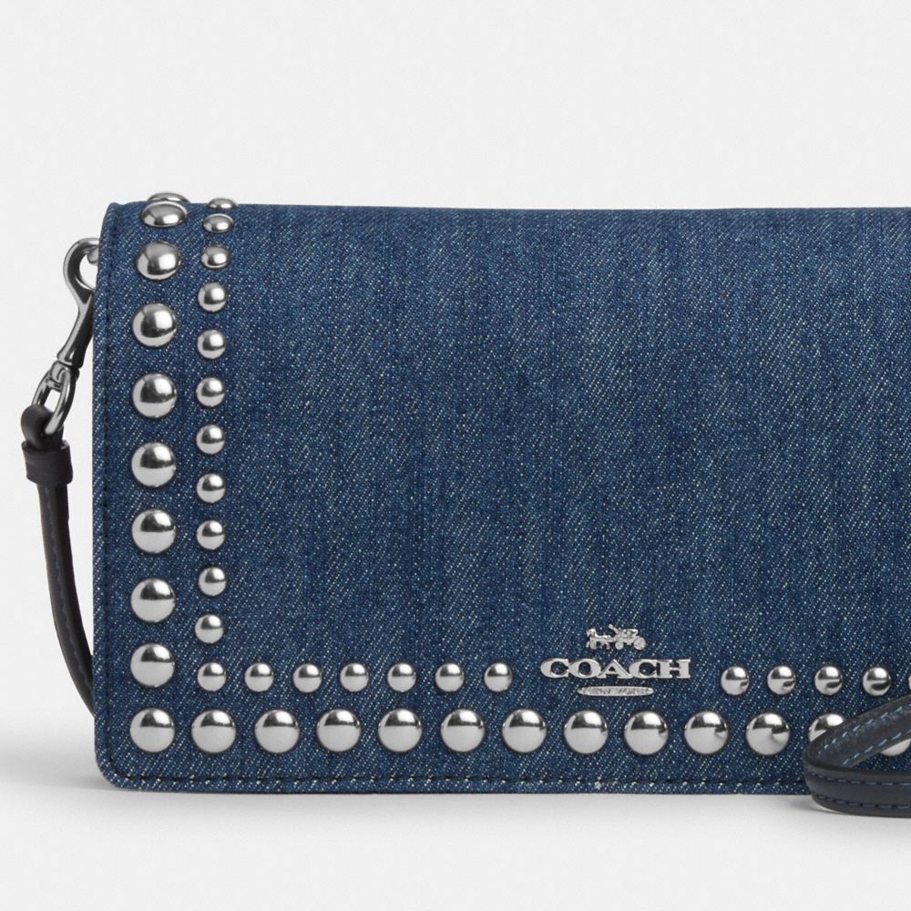 COACH®,Anna Foldover Clutch Crossbody With Rivets,