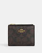 COACH®,BIFOLD WALLET IN SIGNATURE CANVAS,pvc,Medium,Gold/Brown Black,Front View