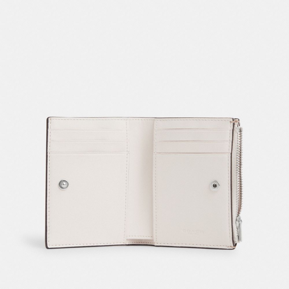COACH®,BIFOLD WALLET IN SIGNATURE CANVAS,Signature Canvas,Silver/Light Khaki/Chalk,Inside View,Top View