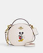 COACH®,DISNEY X COACH CANTEEN CROSSBODY WITH MICKEY MOUSE,Leather,Small,Brass/Chalk Multi,Front View