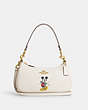 COACH®,DISNEY X COACH TERI SHOULDER BAG WITH MICKEY MOUSE,Leather,Brass/Chalk Multi,Front View