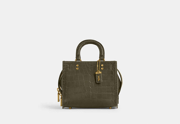 COACH®,ROGUE 20 IN ALLIGATOR,Alligator,Small,Brass/Olive,Front View