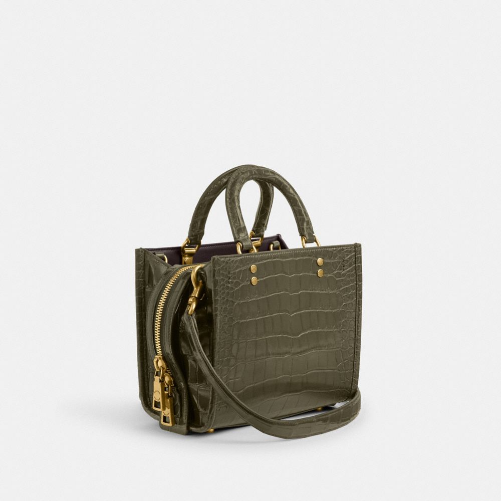 COACH®,ROGUE 20 EN ALLIGATOR,Alligator,OLIVE/LAITON,Angle View