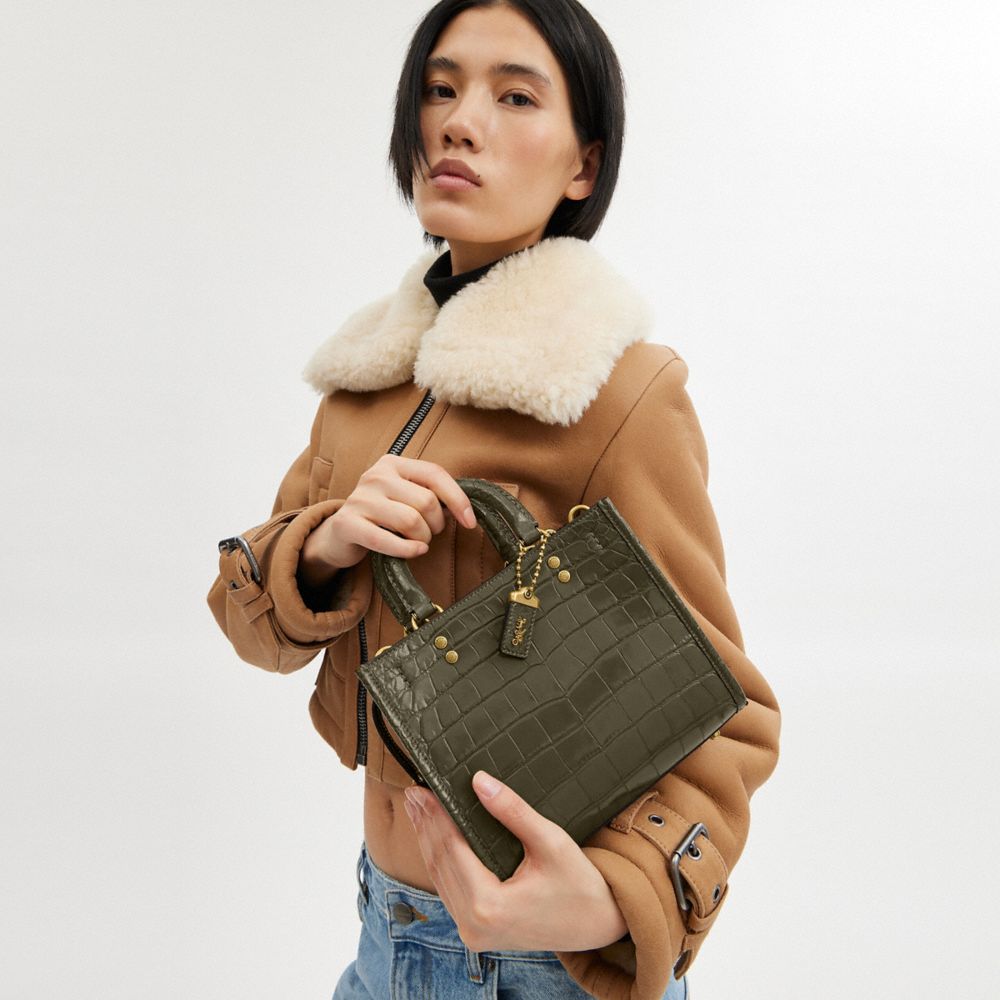 Coach Rogue 20 In Alligator In Brass/olive