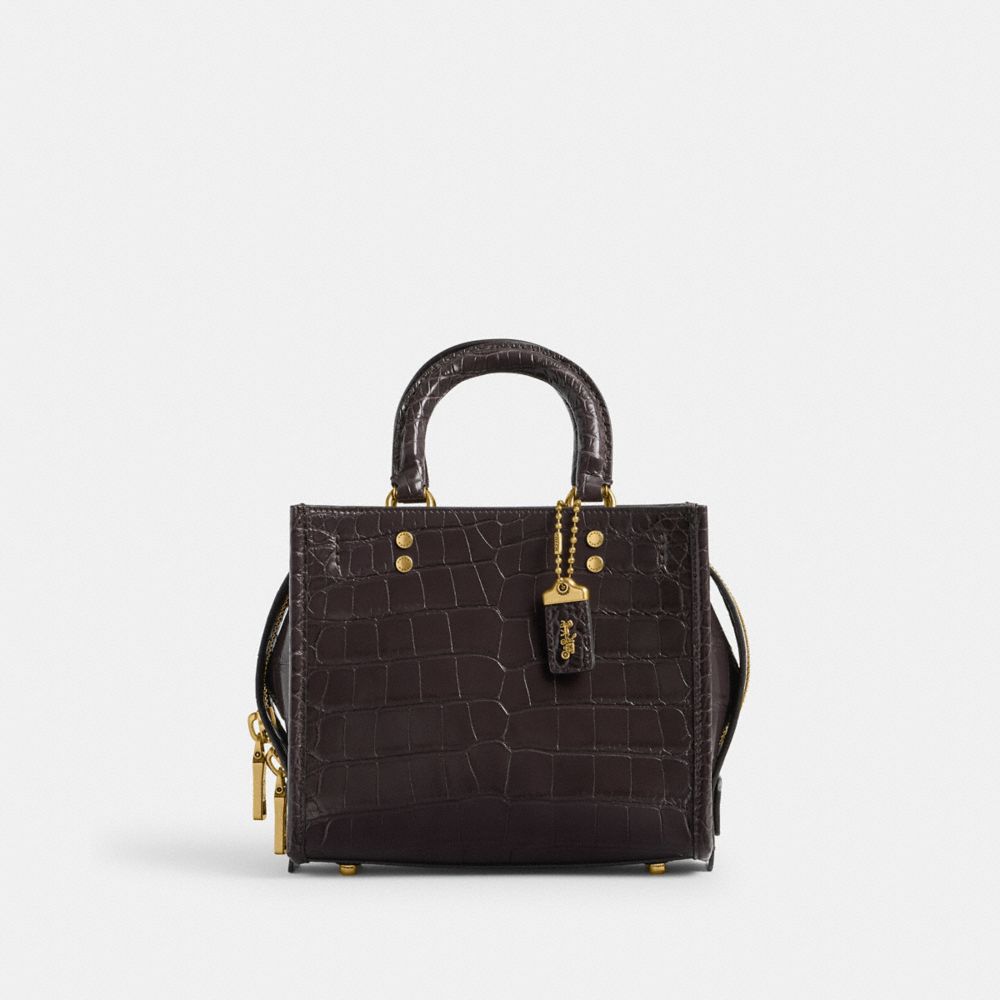 COACH®,ROGUE 20 IN ALLIGATOR,Alligator,Small,Brass/Oxblood,Front View