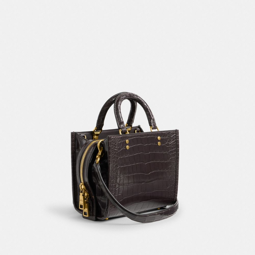 COACH®,ROGUE 20 IN ALLIGATOR,Alligator,Small,Brass/Oxblood,Angle View