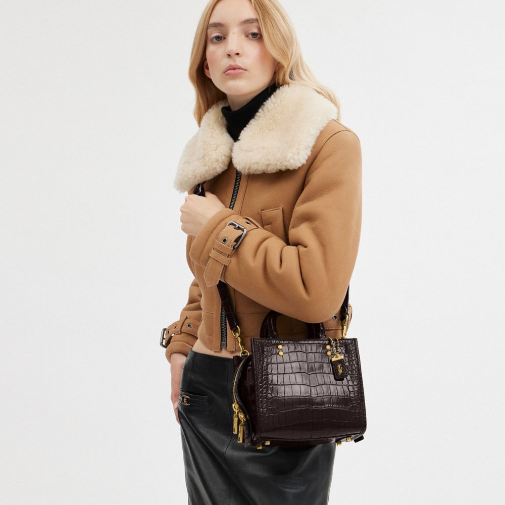 Coach Rogue 20 In Alligator In Brass/oxblood