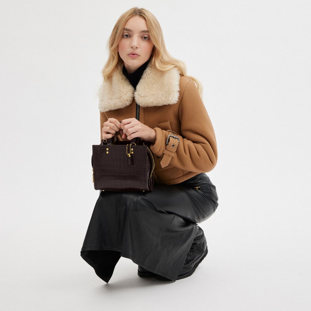 Coach Rogue 20 In Alligator In Brass/oxblood