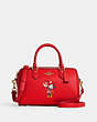COACH®,DISNEY X COACH ROWAN SATCHEL WITH MINNIE MOUSE,Leather,Medium,Brass/Electric Red Multi,Front View