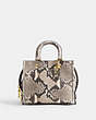 COACH®,ROGUE 20 IN PYTHON,Snakeskin Leather,Small,Brass/Chalk,Front View