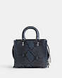 COACH®,ROGUE 20 IN PYTHON,Snakeskin Leather,Small,Silver/Dark Denim,Back View