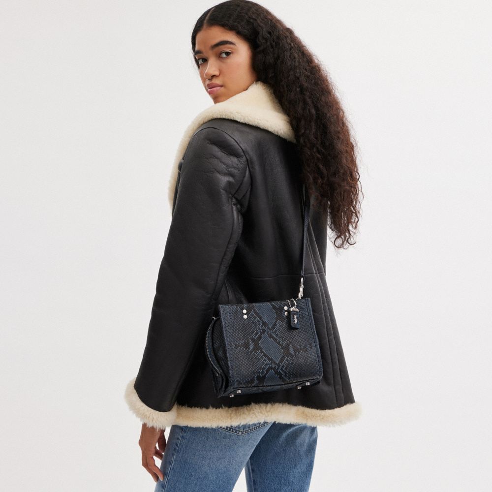 COACH®,Rogue 20 In Python,Lining Leather,Satchel,Logo,Metal,Compact,Day Party,Multi Color