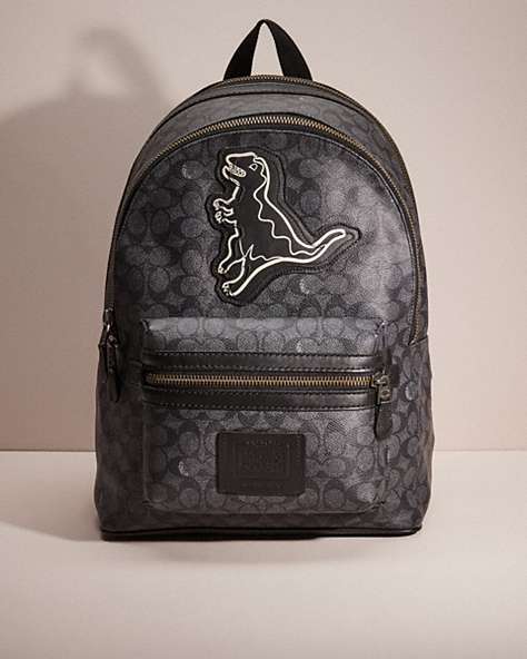 COACH®,UPCRAFTED ACADEMY BACKPACK IN SIGNATURE CANVAS,Gunmetal/Charcoal,Front View