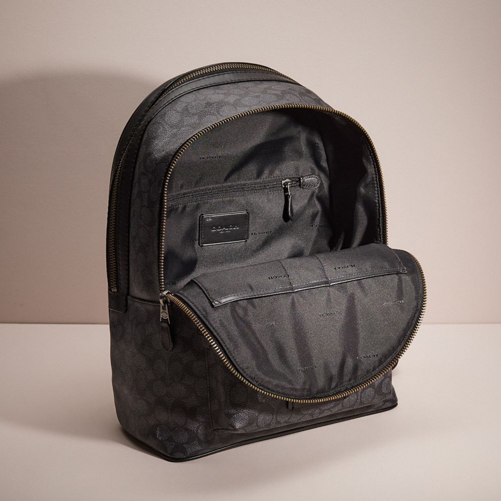 COACH®,Upcrafted Academy Backpack In Signature Canvas,Backpack,Applique,Casual,Black,Inside View,Top View
