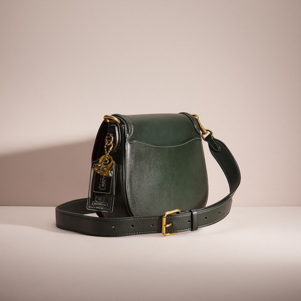 COACH®,UPCRAFTED BEAT SADDLE BAG,Brass/Amazon Green,Angle View
