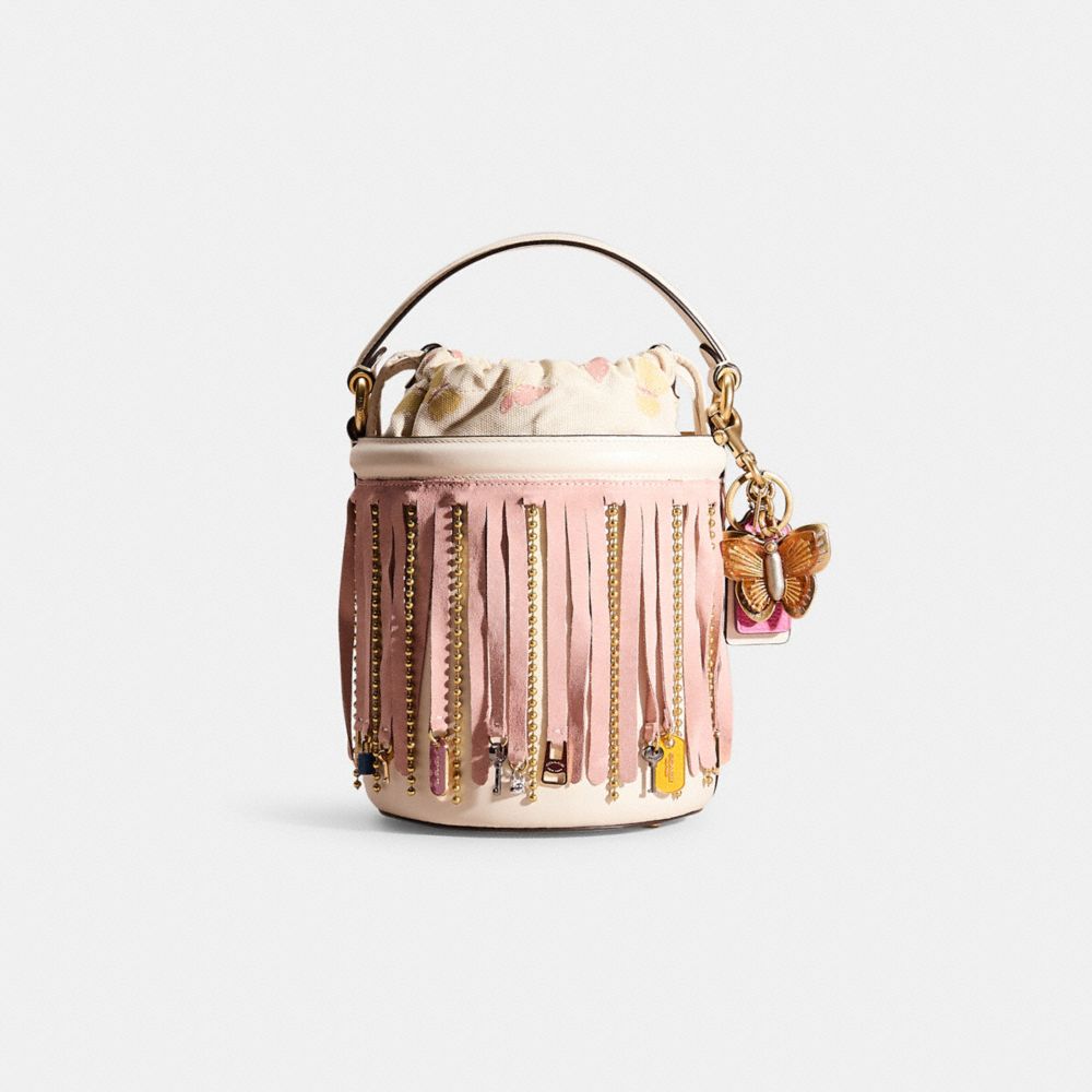 COACH®,UPCRAFTED DRAWSTRING BUCKET BAG,Gold/Chalk,Front View