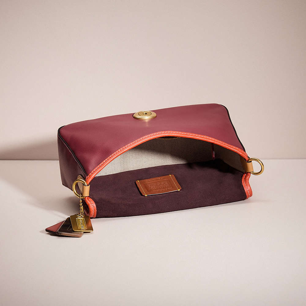 Shop Coach Upcrafted Soft Tabby Shoulder Bag In Brass/wine