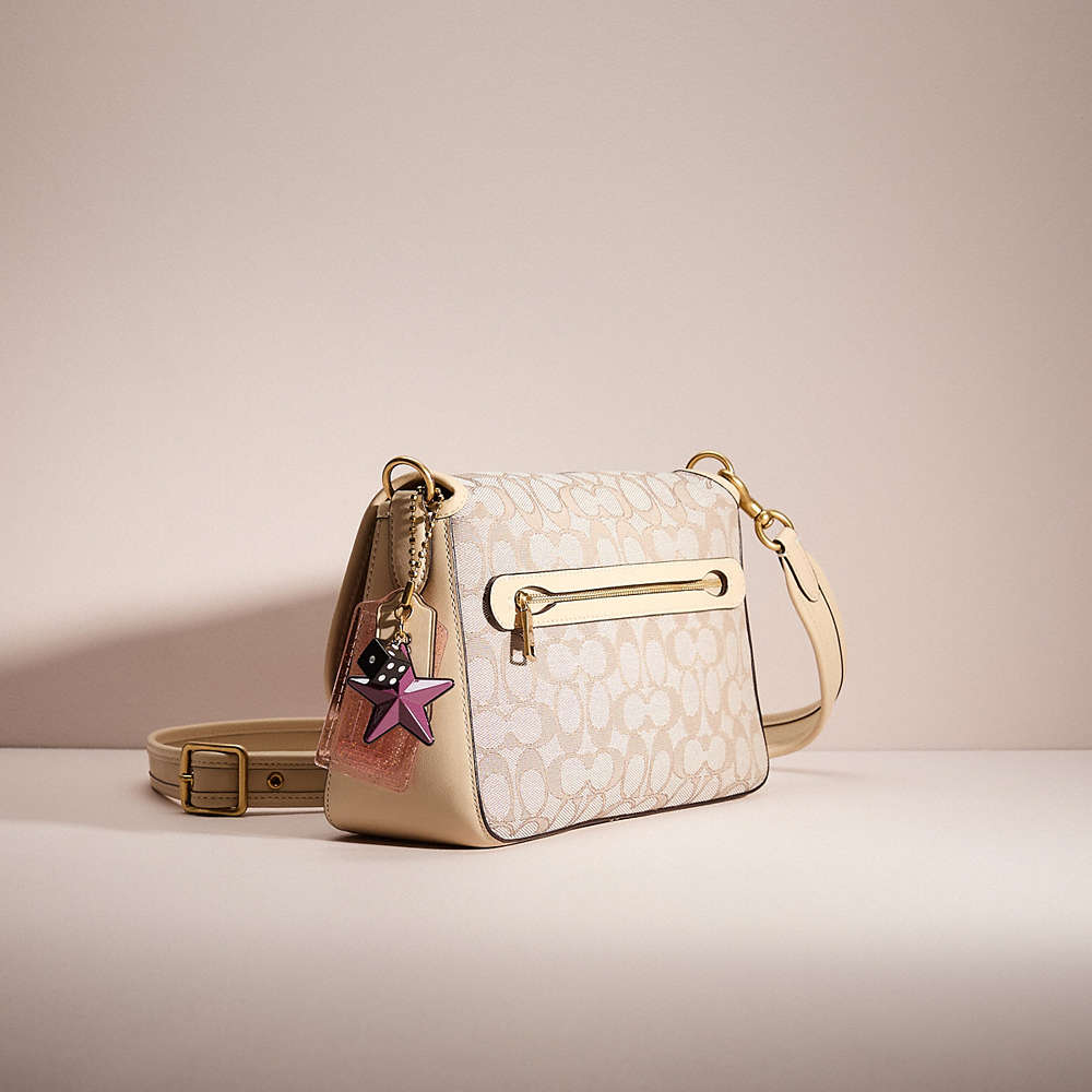 Shop Coach Upcrafted Soft Tabby Shoulder Bag In Signature Jacquard In Brass/stone Ivory