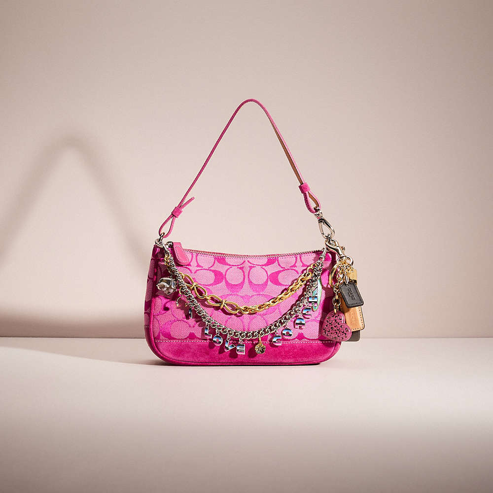 Coach Upcrafted Demi Pouch In Signature Jacquard In Pink
