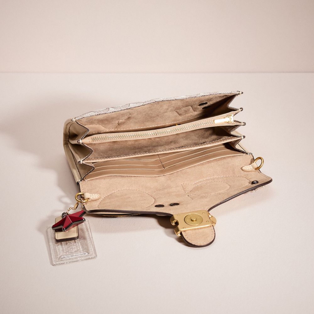 COACH®,UPCRAFTED TABBY CHAIN CLUTCH IN SIGNATURE JACQUARD,Brass/Stone Ivory,Inside View,Top View