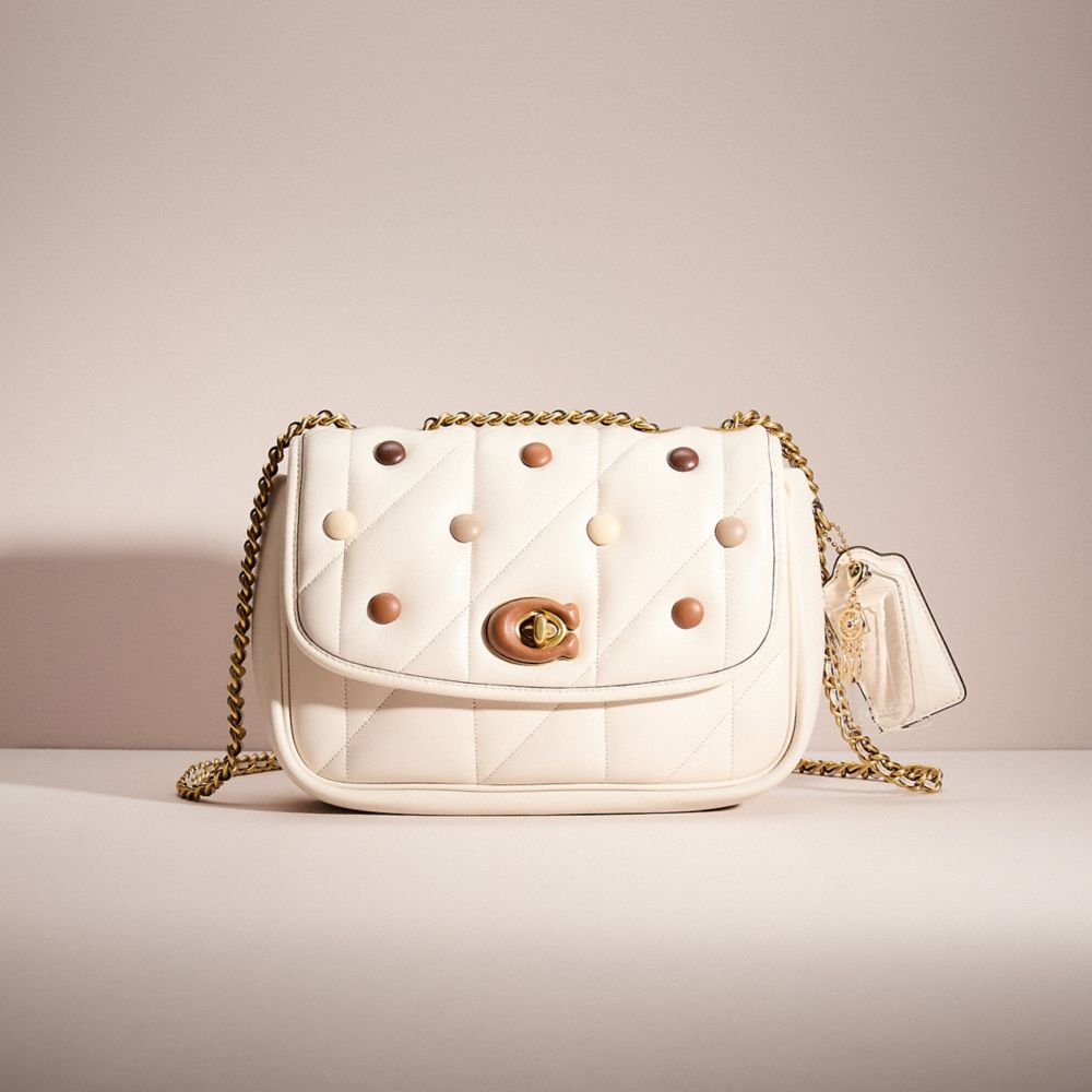 COACH®,UPCRAFTED PILLOW MADISON SHOULDER BAG WITH QUILTING,Nappa leather,Brass/Chalk,Front View