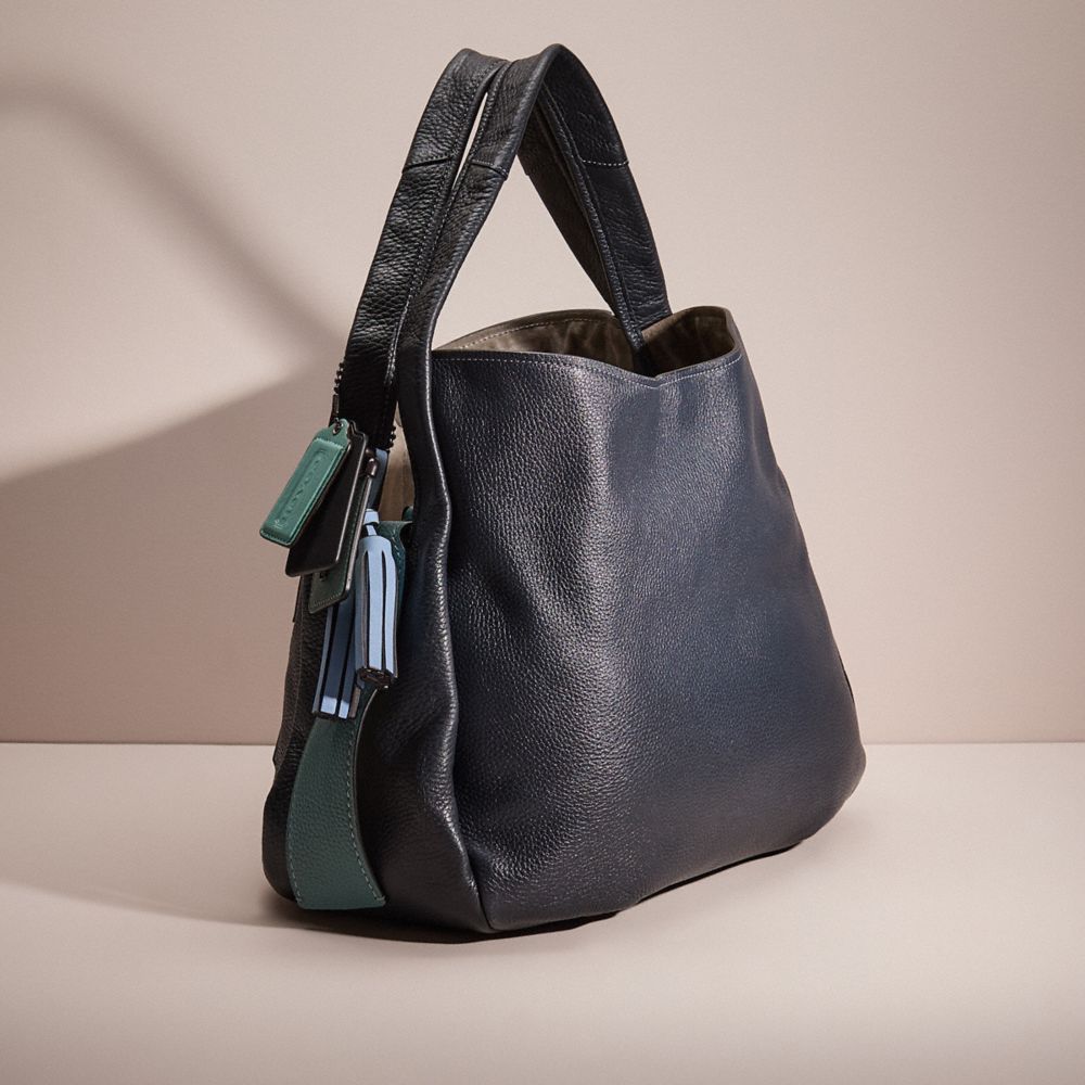 COACH®,UPCRAFTED BANDIT HOBO 39,Pewter/Navy Marine,Angle View