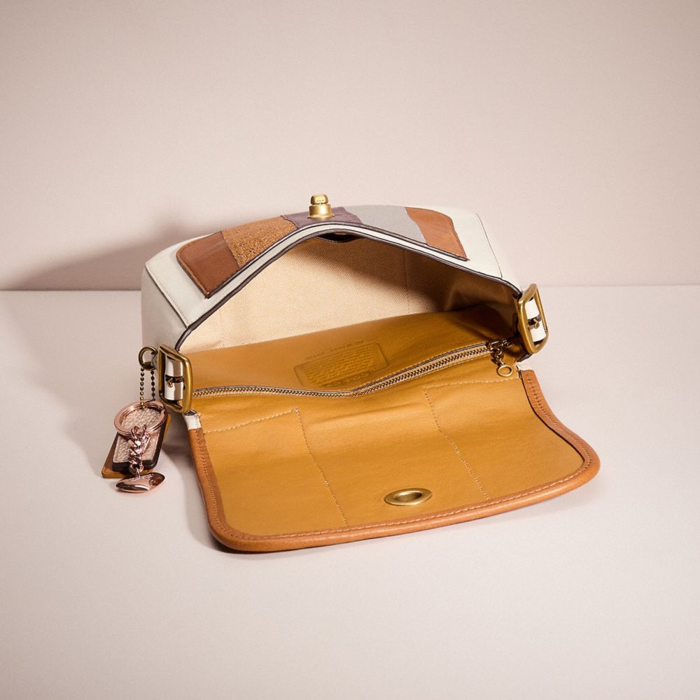 COACH®,UPCRAFTED RAMBLER CROSSBODY WITH VARSITY STRIPE,Brass/Chalk Multi,Inside View,Top View