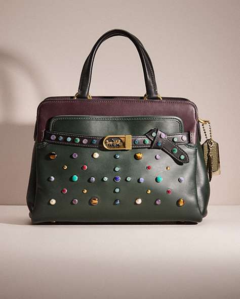 COACH®,UPCRAFTED TATE CARRYALL 29 IN COLORBLOCK,Brass/Amazon Green Multi,Front View