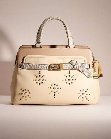 COACH®,UPCRAFTED TATE CARRYALL 29 IN COLORBLOCK WITH SNAKESKIN DETAIL,Brass/Ivory Multi,Front View
