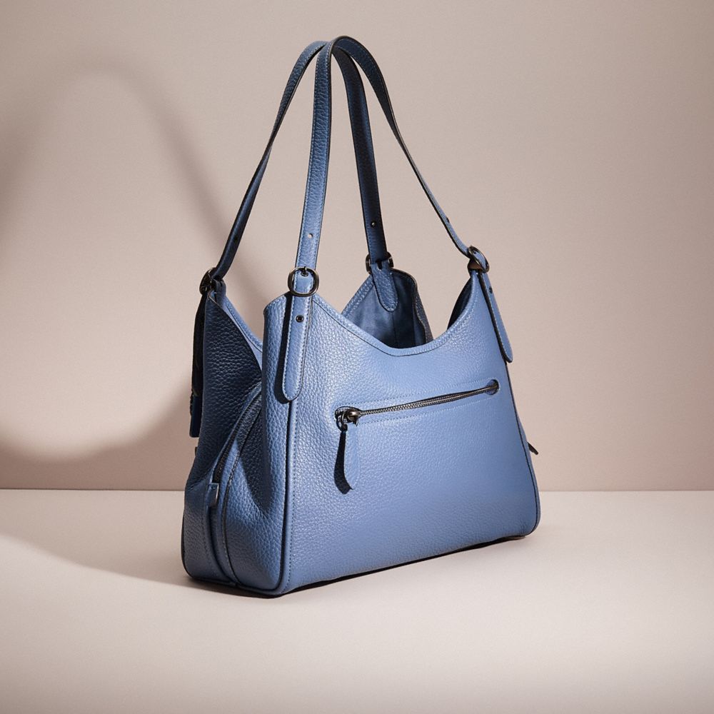 COACH®,UPCRAFTED LORI SHOULDER BAG,Pewter/Washed Chambray,Angle View