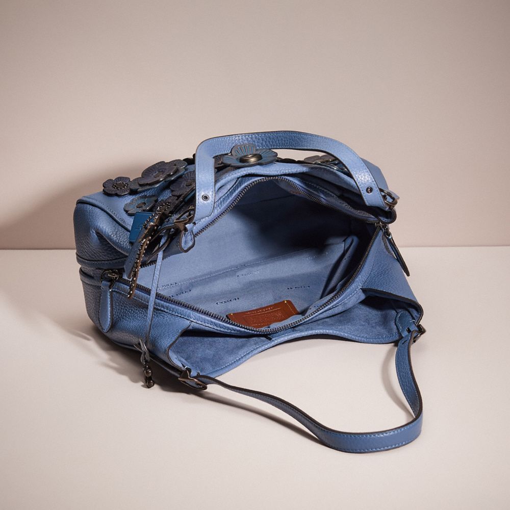COACH®,UPCRAFTED LORI SHOULDER BAG,Pewter/Washed Chambray,Inside View,Top View