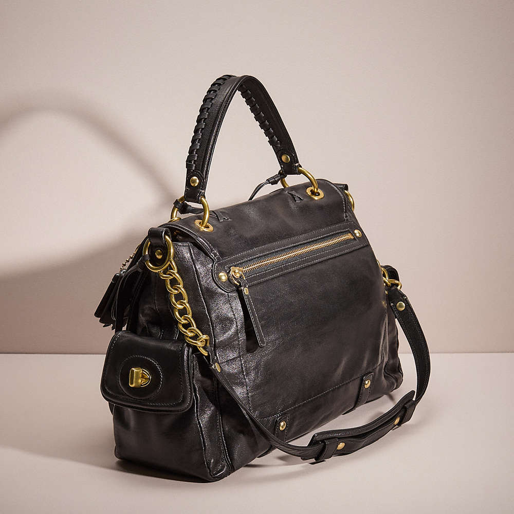 Shop Coach Upcrafted Sydney Flap Shoulder Bag In Brass/black